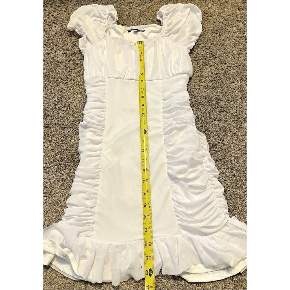 Trixxi Girl - Ruffle Casual Party Dress White Puffy Short Sleeves - Girls Sz 12